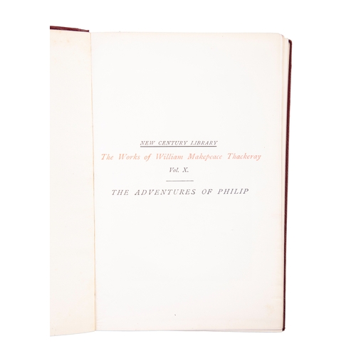 120 - THOMAS NELSON & SONS   The Works of William Makepeace Thackeray, New Century Library, 1900. Red calf... 