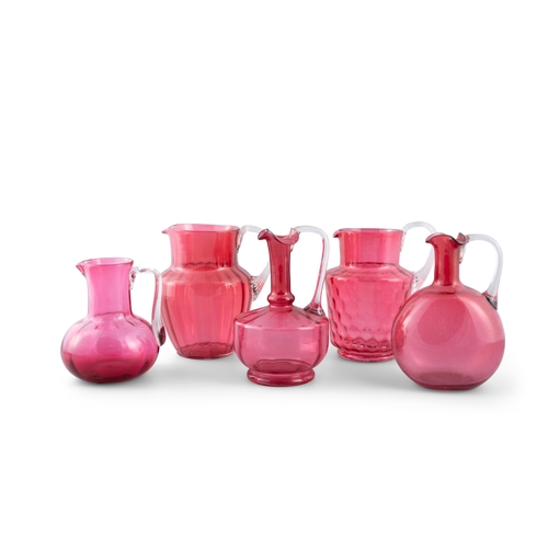 146 - A LARGE COLLECTION OF RUBY GLASSES  including jugs, decanters, glasses etc.