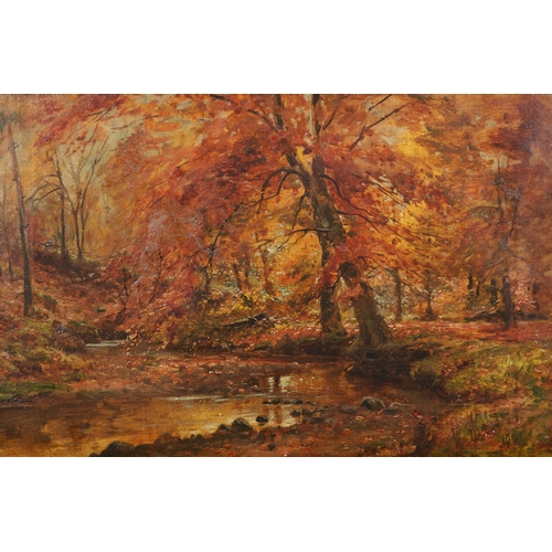 150 - G. WRIGHT  Autumn River Scene Oil on canvas, 29 x 44cm Signed and dated 1901