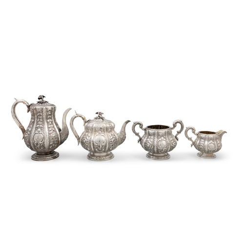 159 - A MATCHED FOUR PART SILVER TEA SERVICE OF BALUSTER FORM,  London, c.1808-1809, maker mark illegible,... 