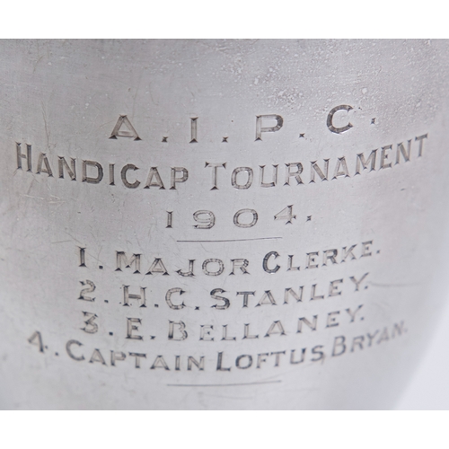 161 - A COLLECTION, COMPRISING A REPLICA TROPHY CUP 'A.I.P.C HANDICAP TOURNAMENT 1904',  London, 1904; two... 