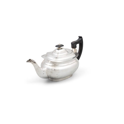 162 - A SILVER TEAPOT  Sheffield, c.1967, maker mark of Viner's Ltd, in oval form with ebon handle and fin... 