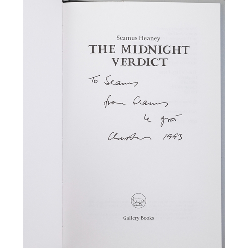 2 - HEANEY, SEAMUS  The Midnight Verdict. Dublin, Gallery Books, 1993. Inscribed to inside page 'To Seam... 