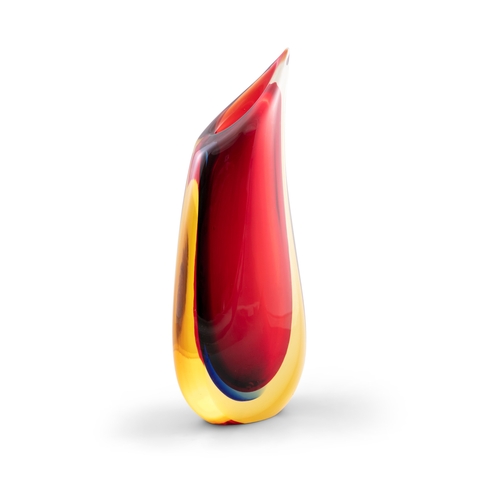 226 - AN ITALIAN RED GLASS MURANO VASE  38.5cm high, signed 'Murano 2008' to base