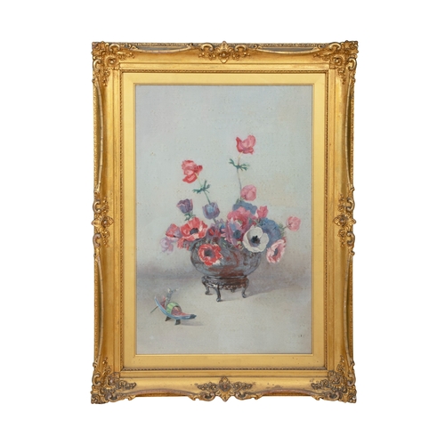 230 - EDWARDIAN SCHOOL Still Life with Flowers and Oriental Ornaments A pair, oil on canvas, 60 x 39cm