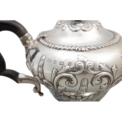 243 - A SILVER THREE PIECE TEA SET  Birmingham, c.1903, mark of Williams (Birmingham) Ltd, comprising a te... 