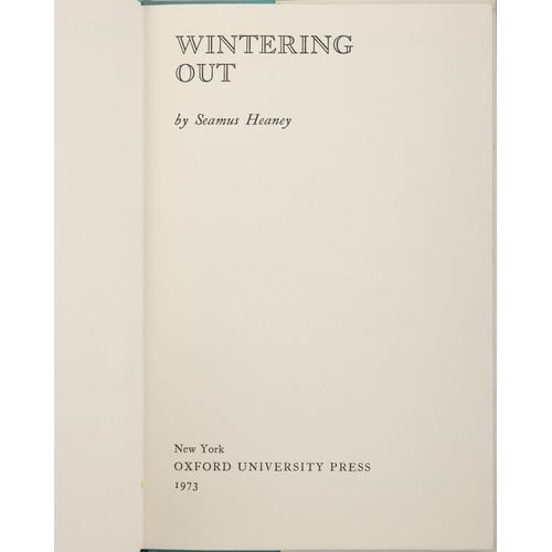 25 - HEANEY, SEAMUS  Wintering Out, New York, Oxford University Press, 1973. First American Edition. Blue... 