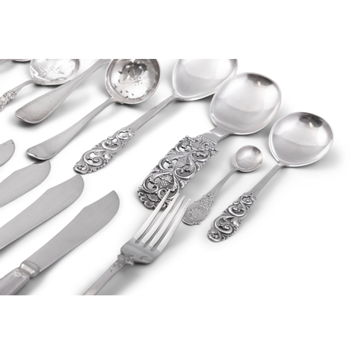 261 - A MISCELLANEOUS COLLECTION OF NORWEGIAN SILVER FLATWARE   comprising  - 6 fish knives and 6 forks, e... 