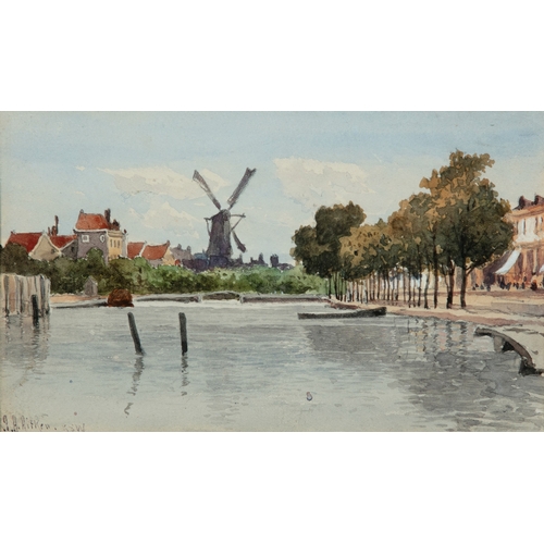 281 - J.A. AITKEN RSW Summer on the Dutch Canal Watercolour, 11.5 x 19cm Signed And three further Victoria... 