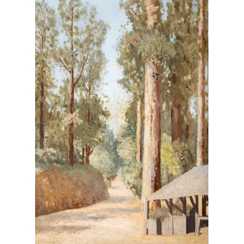 295 - SYDNEY TAUNTON SCAMMELL (1892-1952) The Roadside Rest Hut  Oil on canvas, 72 x 52cm Signed With labe... 