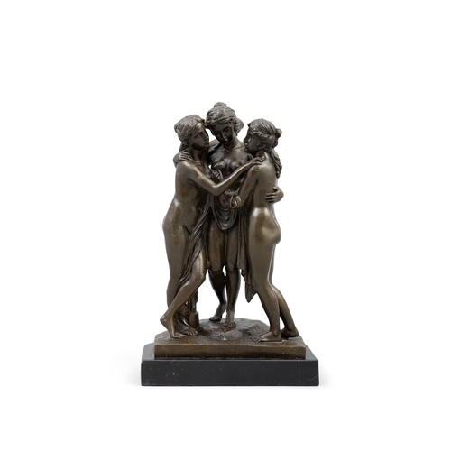 297 - AFTER ANTONIO CANOVA  'The Three Graces' Bronze, 31cm high including plinth