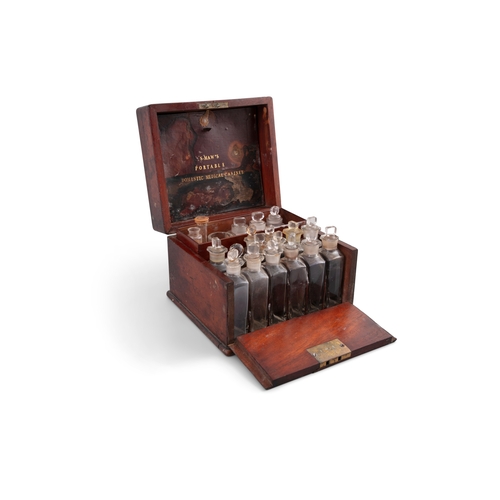 299 - A 19TH CENTURY MAHOGANY PORTABLE DOMESTIC MEDICAL CABINET, BY S. MAW,  the top with brass handle ope... 