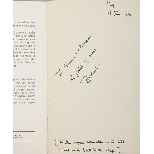 30 - FRIEL, BRIAN  Faith Healer, London, Faber and Faber, 1980. First Edition. Signed and inscribed 'To S... 