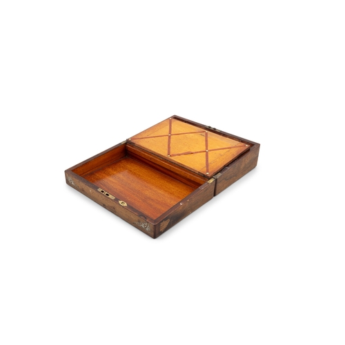 302 - A VICTORIAN ROSEWOOD AND MOTHER OF PEARL INLAID WRITING SLOPE  the hinged top opening to reveal gree... 