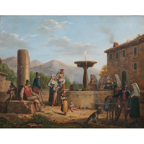 314 - ITALIAN SCHOOL, 19TH CENTURY  Figures by a Fountain Oil on canvas, 36 x 47cm