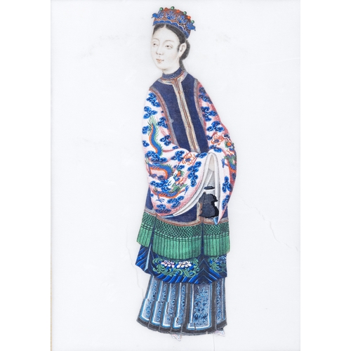 333 - CHINESE SCHOOL, LATE 19TH CENTURY Figural Studies – A Standing Lady and a Gentleman in Ceremonial Ro... 