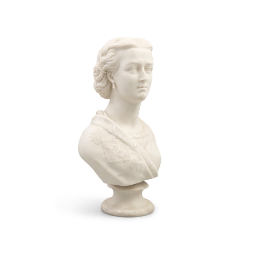 336 - A 19TH CENTURY PARIAN BUST OF THE YOUNG QUEEN VICTORIA,   published by Crystal Palace Art Union (186... 