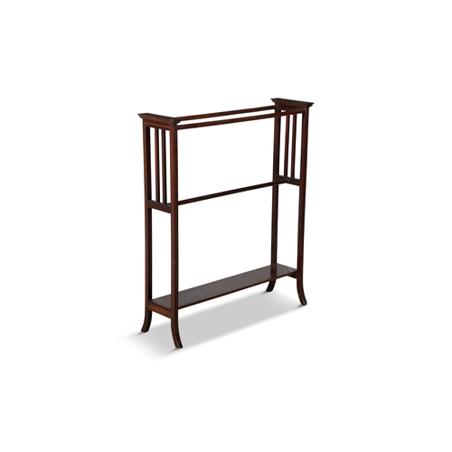 347 - AN EDWARDIAN MAHOGANY TOWEL RAIL,  91cm high, 79cm wide, 25cm deep