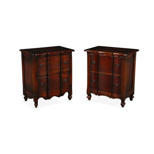 393 - A PAIR OF DUTCH STYLE BEDSIDE CHESTS,   of compact rectangular form each with wavy rims and two deep... 