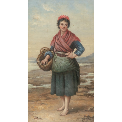 395 - G.W. Young Fisherwoman Oil on panel, 25 x 14cm