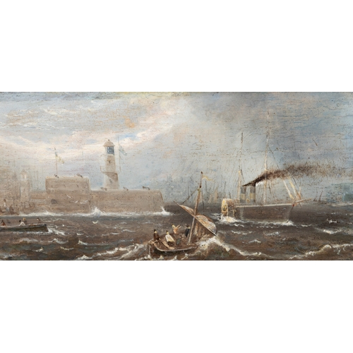 402 - EDWARD PRIESTLY (1820-1880) Kingston Harbour Oil on artists board, 11.5 x 24cm Signed and inscribed ... 