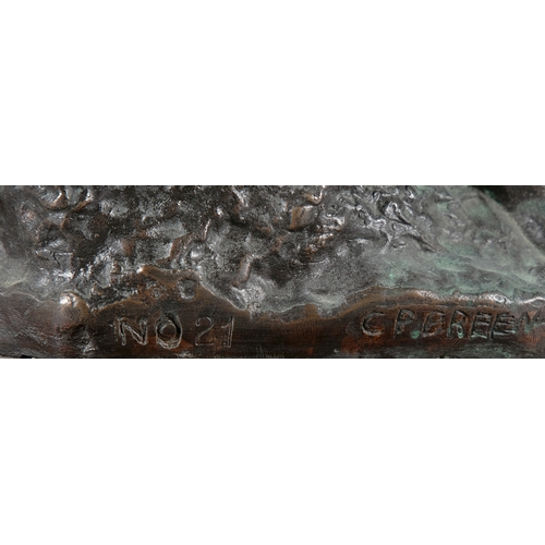 407 - CORNELIUS BREEN, 20TH CENTURY, AFTER OLIVER SHEPPARD The Death of Cú Chulainn Bronze, 27cm high Sign... 