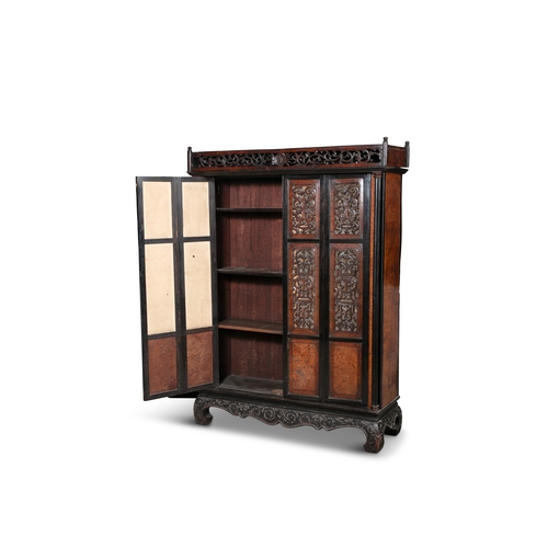 420 - A DUTCH COLONIAL WALNUT AND EBONY SIDE CABINET, 19TH CENTURY,   of rectangular shape, fitted with a ... 