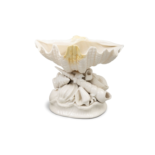 426 - A COLLECTION OF FIRST PERIOD BELLEEK PORCELAIN   comprising a cake platter on stand, 7cm high, 26cm ... 