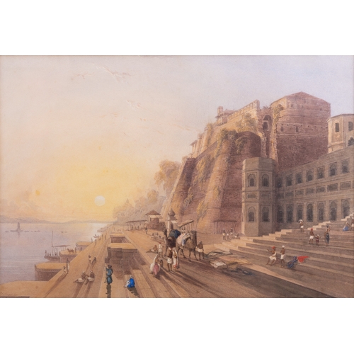 455 - CHARLES FREDERICK BUCKLEY (FL. 1841-1869) View of the Ganges Watercolour, 29 x 36cm Signed