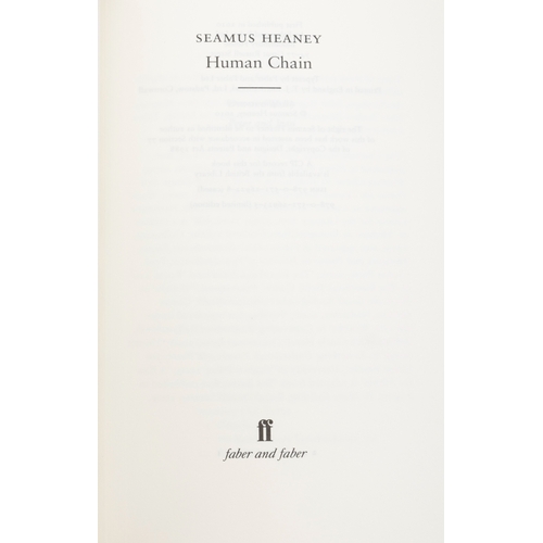 46 - HEANEY, SEAMUS   Human Chain, London, Faber and Faber Limited, 2010. First edition. Red cloth boards... 