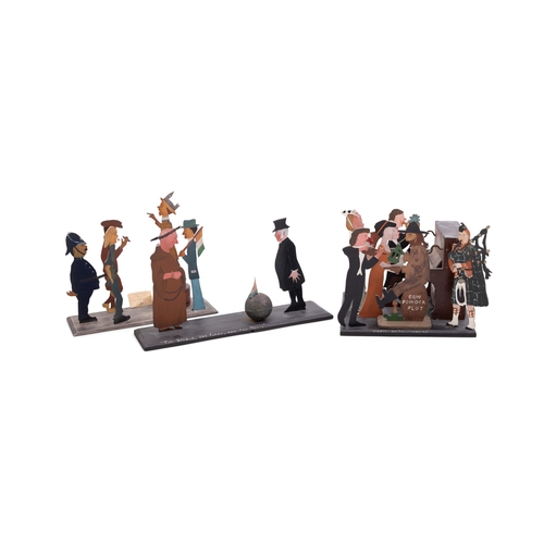 479 - A COLLECTION OF PAINTED FLAT-CUT TIMBER GROUP CARICATURE TABLE MODELS   entitled 'Music hath Charms'... 