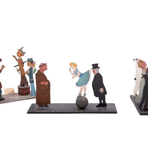 479 - A COLLECTION OF PAINTED FLAT-CUT TIMBER GROUP CARICATURE TABLE MODELS   entitled 'Music hath Charms'... 