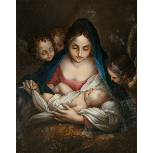 482 - ITALIAN SCHOOL, 19TH CENTURY  Madonna and Child Oil on metal panel, 37 x 30cm ***PLEASE NOTE: The wo... 