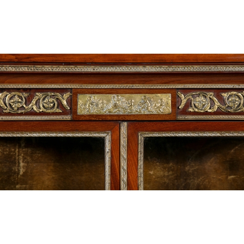 483 - A FRENCH MAHOGANY AND GILT METAL MOUNTED TWO-DOOR DISPLAY CABINET, C.1900,   with glazed panel doors... 