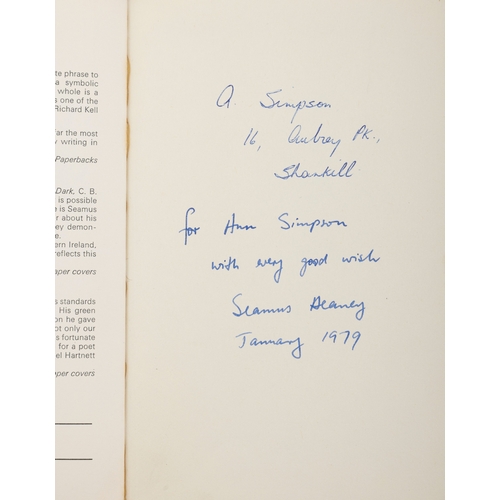 5 - HEANEY, SEAMUS   Death of a Naturalist, London, Faber and Faber, 1976. Paperback. Inscribed to insid... 