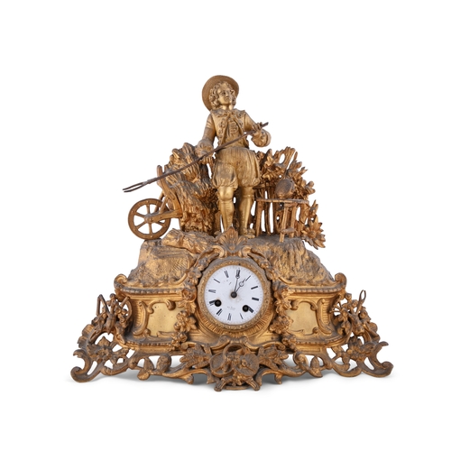 67 - A BRASS CASED MANTLE CLOCK AND A PAIR OF TAZZAS  42cm high, and 44cm high, respectively