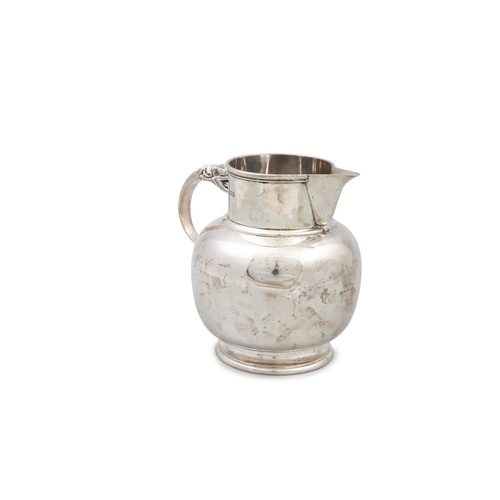 88 - A SILVER ARTS AND CRAFTS STYLE BALUSTER SHAPED WATER PITCHER   London c. 1912, markers mark rubbed, ... 