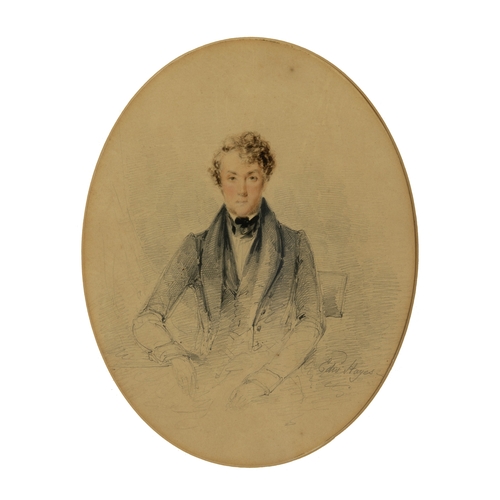 30 - EDWARD HAYES RHA (1797-1864)  Portrait of a Gentleman Watercolour over pencil on paper, oval, 27 x 2... 