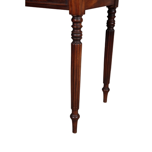 499 - A GEORGE IV MAHOGANY SIDE TABLE CIRCA 1825,  the three-quarter gallery top above two frieze drawers ... 