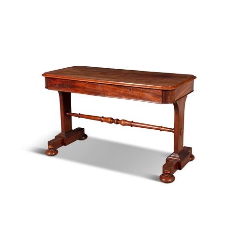 501 - A LATE GEORGE IV MAHOGANY LIBRARY TABLE CIRCA 1825,  the moulded rectangular top above two frieze dr... 