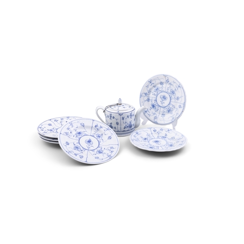 504 - A COLLECTION OF PORCELAIN   comprising a teapot, 19cm wide, 10cm high, four plates 19cm diameter; pa... 