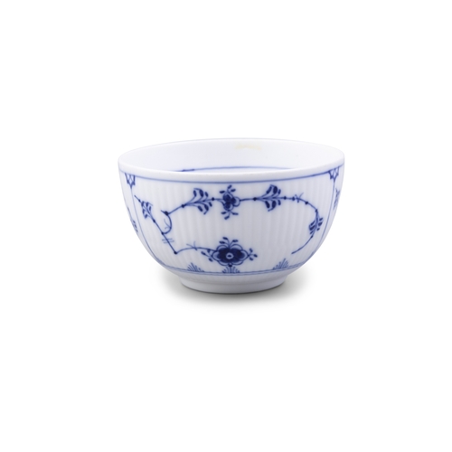 505 - A 20TH CENTURY ROYAL COPENHAGEN PORCELAIN BOWL  the ribbed body decorated with blue and white floral... 