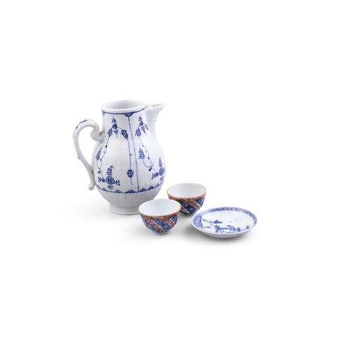 506 - A COLLECTION OF FOUR PORCELAIN PIECES,  comprising a jug, two tea bowls and a saucer. Jug 18.5cm hig... 