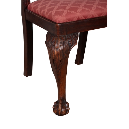 507 - A SET OF SIX IRISH CARVED MAHOGANY DINING CHAIRS  following the general design of the Malahide Castl... 