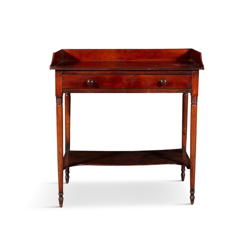 509 - AN EARLY VICTORIAN MAHOGANY COMPACT WASHSTAND CIRCA 1840,  of rectangular form with raised three-qua... 