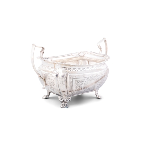 57 - AN IRISH GEORGE IV SILVER SUGAR BOWL    Dublin c.1821, mark of Charles Marsh, of squashed rectangula... 