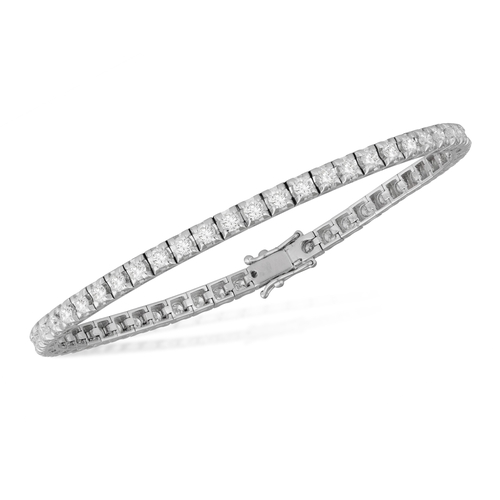 146 - A DIAMOND LINE BRACELET  Composed of fifty-three brilliant-cut diamonds, claw-set within square moun... 