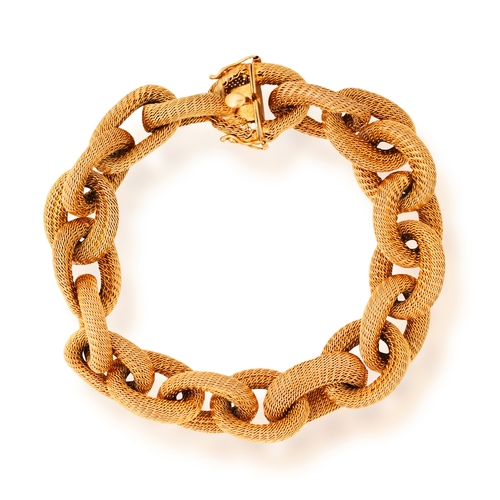 187 - AN 18K GOLD BRACELET, CIRCA 1960  Composed of a continuous row of plated curb-links, in 18K gold, ma... 