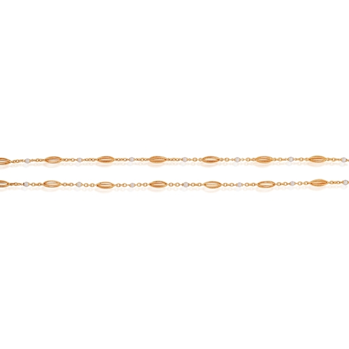 2 - AN 18K GOLD AND CULTURED PEARL NECKLACE, ITALIAN, CIRCA 1960  The fancy-link chain with ropetwist de... 