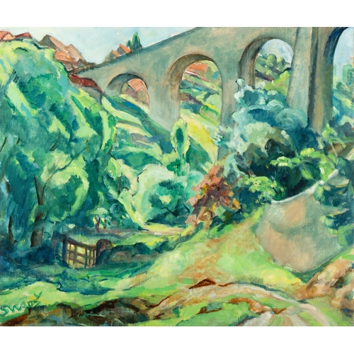 13 - Mary Swanzy HRHA (1882-1978)  Pont Du Gard Oil on canvas, 53.3cms x 45.7cms (21 x 18) Signed lower l... 